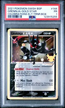 2021 POKEMON SWSH BLACK STAR PROMO #144 GRENINJA-GOLD STAR PSA 1 - Image 1