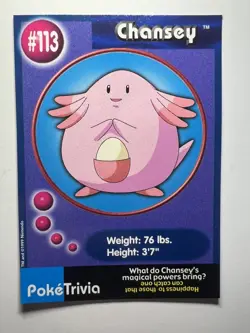 PokeTrivia Card #113 CHANSEY and Pokemon Movie Scene 8 -- Burger King booklet - Image 3