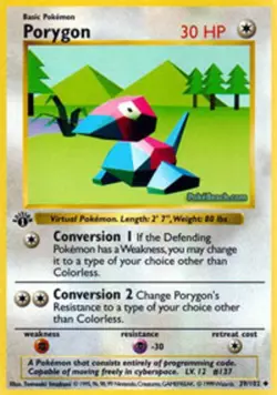 Moderately Played Porygon - 39/102 - Uncommon - 1st Edition Pokemon Base Set - Image 1