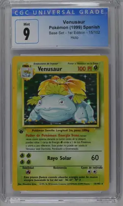 Venusaur Pokemon 1999 Spanish Base Set 1st Edition - 15/102 Holo CGC 9 MINT - Image 1
