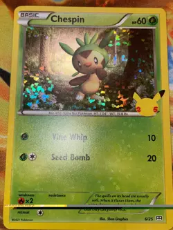 Chespin 6/25 2021 McDonald's 25th Anniversary Pokemon Card Promo Holo - Nm - Image 2