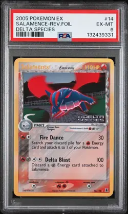 2005 POKEMON EX DELTA SPECIES #14 SALAMENCE-REVERSE FOIL PSA 6 - Image 1