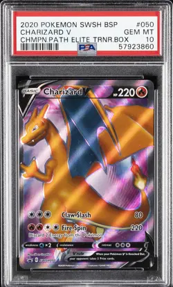 2020 POKEMON SWSH BLACK STAR PROMO #050 CHARIZARD V PSA 10 - Image 1