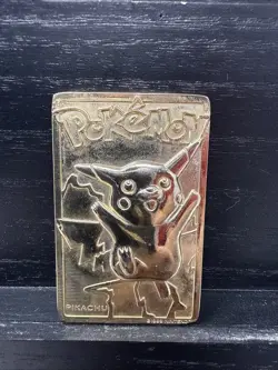 Pokemon Pikachu Gold Plated Card #25 1999 Burger King, Vintage Metal TCG - Image 1