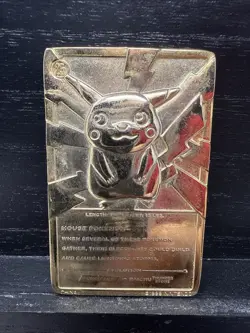 Pokemon Pikachu Gold Plated Card #25 1999 Burger King, Vintage Metal TCG - Image 2