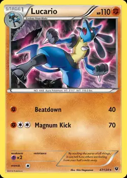 Pokemon Lucario (47/125) Fates Collide LP REVERSE HOLO - Image 1