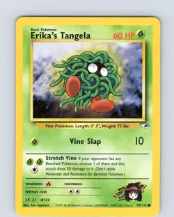 Pokemon TCG Erika's Tangela Gym Heroes 79/132 Unlimited Common Card WOTC HP-MP - Image 1
