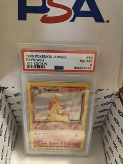 1st Edition 1999 Pokemon Jungle Rapidash PSA grade 9. - Image 1