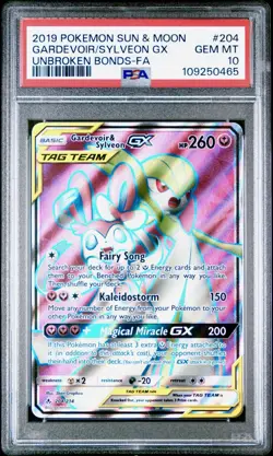 2019 Pokemon SUN & MOON Unbroken Bonds Gardevoir & Sylveon GX ✨ PSA 10 Tag Team - Image 1