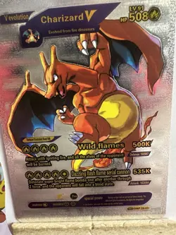 Charizard V Silver Foil Pokemon Card 🔥Fan Art 🔥Card N/M - Image 1