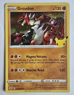 Groudon 017/025 Holo Celebrations Foil Pokemon TCG Set Card 17/25 NM - Image 1