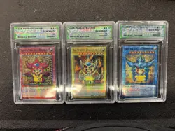 Yu-Gi-Oh! TCG Egyptian God Cards Custom Poncho Pikachu Slabbed Set - Image 1