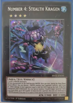 YuGiOh Number 4: Stealth Kragen Secret Rare 1st Edition BROL-EN030 - Image 1