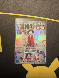 One Piece College Basketball US Voyage Luffy Card IN HAND - MINT - OPENED - Image 1