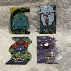 1998 Topps Pokemon Cards,3 Die Cut,1 Clear,Bulbasaur, Ghastly, Gloom, Butterfree - Image 1