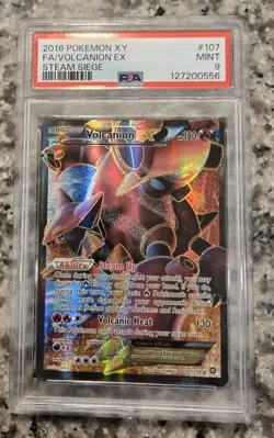 2016 PSA 9 MINT Pokemon TCG Card Volcanion EX 107/114 XY Steam Siege Holo - Image 1