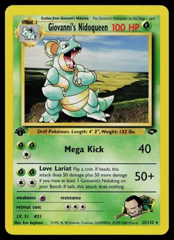 Pokemon Card - Giovanni's Nidoqueen Gym Challenge 23/132 Rare 1st Edition - Image 1
