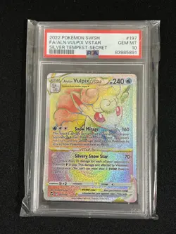 Pokemon Silver Tempest Alolan Vulpix VSTAR 197 PSA 10 - Image 1