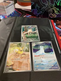 Pokemon TCG Phantasmal Flames Illustration Rare Lot of 3 All Fresh Pulls Meowth - Image 5