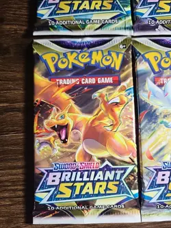 Brilliant Stars Pokemon TCG Booster Pack COMPLETE ART SET 4 Packs Unweigh SEALED - Image 2