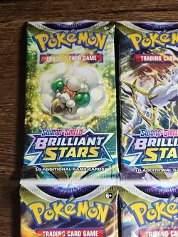 Brilliant Stars Pokemon TCG Booster Pack COMPLETE ART SET 4 Packs Unweigh SEALED - Image 5