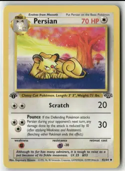 1999 Pokemon Classic - Jungle Vintage 1st Edition Persian #42/64 - Image 1