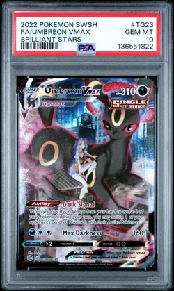 2022 POKEMON SWORD & SHIELD BRILLIANT STARS #TG23 FULL ART UMBREON VMAX PSA 10 - Image 1