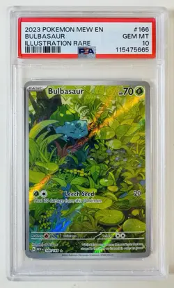 2023 Pokemon Mew English Bulbasaur Illustration Rare 166/165 PSA 10 - Image 1