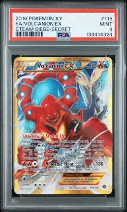 2016 POKEMON XY STEAM SIEGE SECRET #115 FULL ART/VOLCANION EX PSA 9 - Image 1
