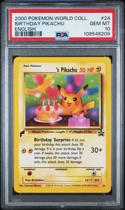 PSA 10 Birthday Pikachu #24 Pokemon World Collection 2000 GEM MINT Rare - Image 1