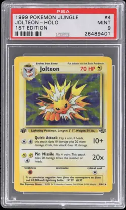 1999 Pokemon Jungle Jolteon Holo 1st Edition PSA 9 - Image 1