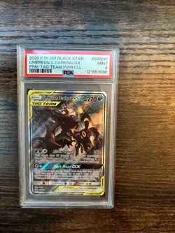 2020 POKEMON SM BLACK STAR PROMO TAG TEAM POWERS COLL UMBREON & DARKRAI GX PSA 9 - Image 1
