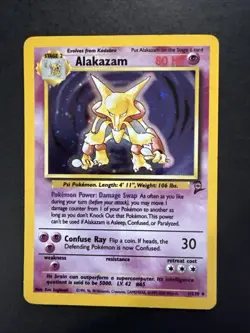 Alakazam 1/130 Base Set 2 Holo Rare Pokemon - Image 1