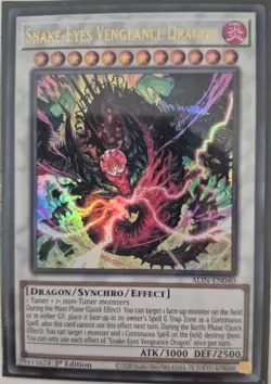YuGiOh Snake-Eyes Vengeance Dragon Ultra Rare 1st Edition ALIN-EN040 - Image 1