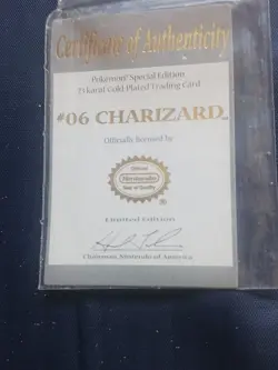 VINTAGE POKEMON CHARIZARD # 06 23K GOLD PLATED TRADING CARD BURGER KING - Image 4
