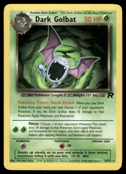 Pokemon Cards Dark Golbat 24/82 UNLIMITED Team Rocket WOTC Rare NM - Image 1