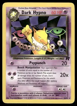 Pokemon Cards Dark Hypno 26/82 UNLIMITED Team Rocket WOTC Rare NM - Image 1