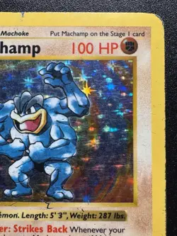 1st Edition Shadowless Machamp 8/102 Base Set Pokemon Card Holo Foil Rare HP - Image 4
