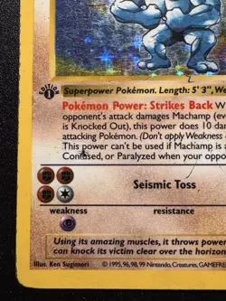 1st Edition Shadowless Machamp 8/102 Base Set Pokemon Card Holo Foil Rare HP - Image 5