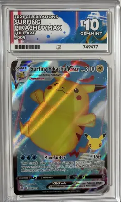 Pokemon TCG Celebrations Surfing Pikachu VMAX Card 009/025 - Ace 10 Gem Mint 💎 - Image 1