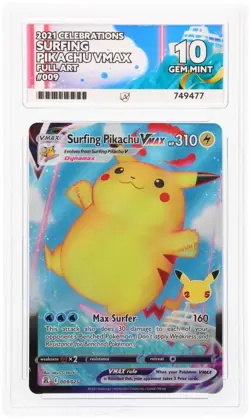 Pokemon TCG Celebrations Surfing Pikachu VMAX Card 009/025 - Ace 10 Gem Mint 💎 - Image 3