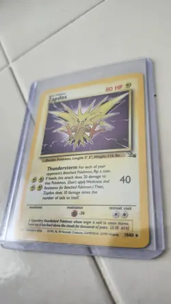 Pokemon TCG Zapdos Holo Rare Card 15/62 Fossil Base Set, Vintage 1999 LP WOTC - Image 3