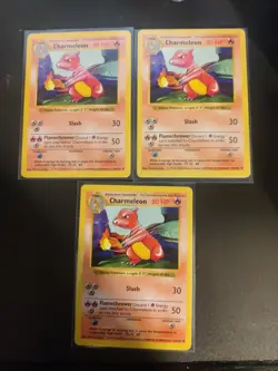 Pokemon Charmeleon X 3 24/102 WotC Base Set Shadowless Unlimited LP - Image 1