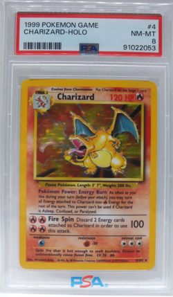 1999 Pokemon Game Base Set Charizard Holo 4/102 PSA 8 Near Mint - Image 1