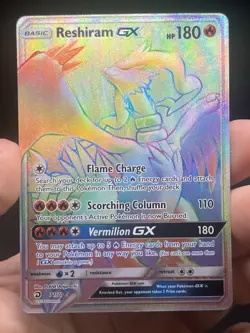 Reshiram GX 71/70 Rainbow Secret Rare Pokemon Dragon Majesty English NM - Image 3