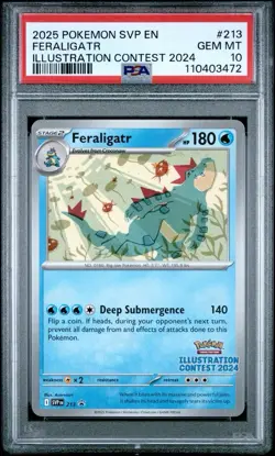 2025 Black Star Promo Illustration Contest 2024 # 213 Feraligatr PSA 10 GEM MINT - Image 1