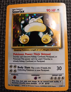 1999 Pokemon Jungle # 11 Snorlax Holo No Symbol LP+/NM - Image 1