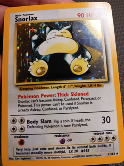 1999 Pokemon Jungle # 11 Snorlax Holo No Symbol LP+/NM - Image 4