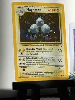 Pokemon TCG Magneton 9/130 Base Set 2 Unlimited Holo Rare - Image 1