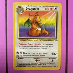 Pokemon TCG Dragonite 19/62 Fossil Set Unlimited Non-Holo Rare 1999 WOTC LP - Image 2